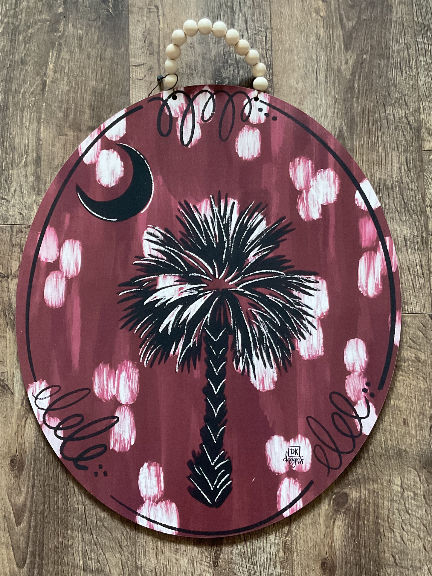 Garnet and Black Palm Tree Door Hanger