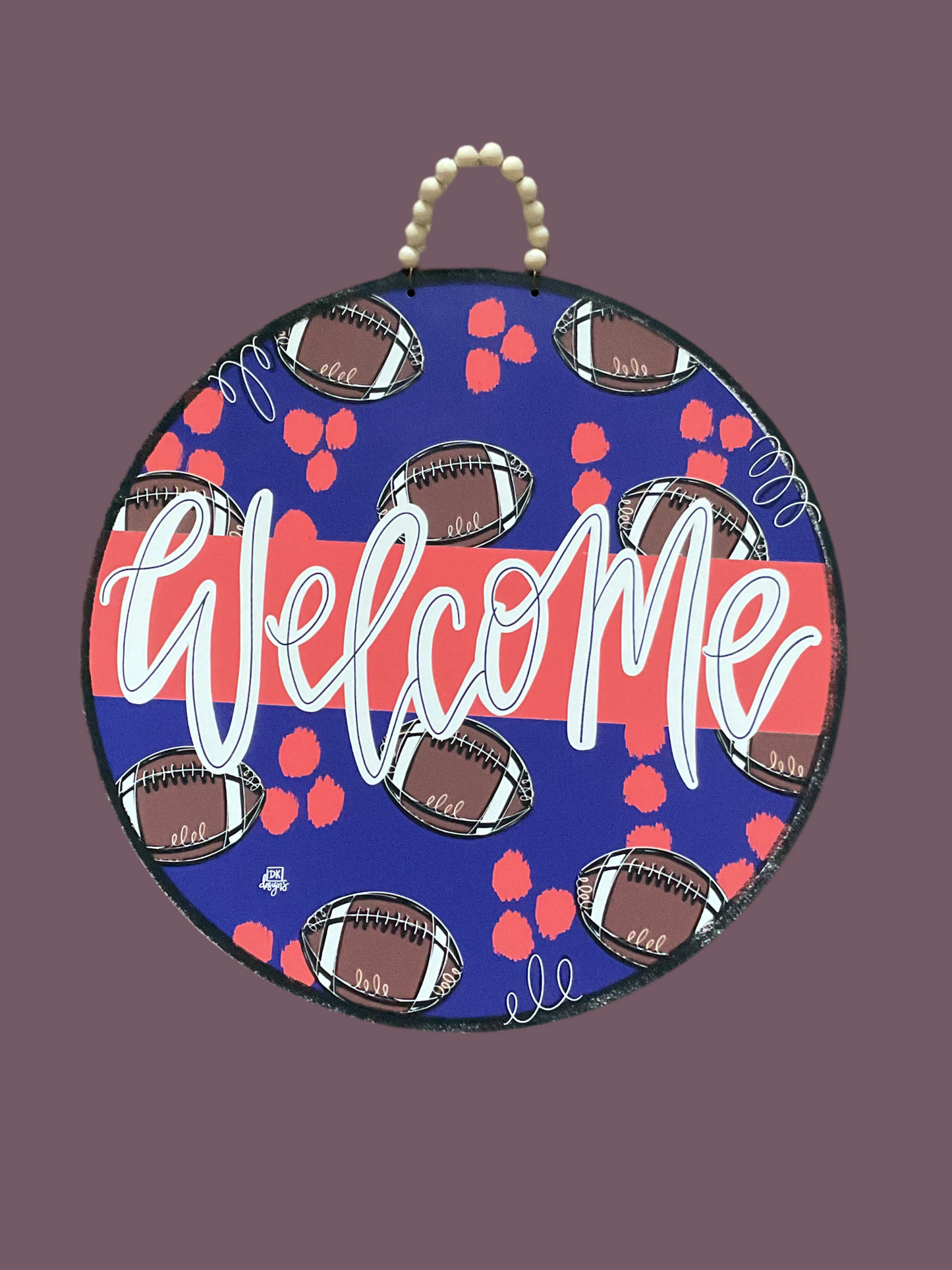 Orange and Purple Round Door Hanger