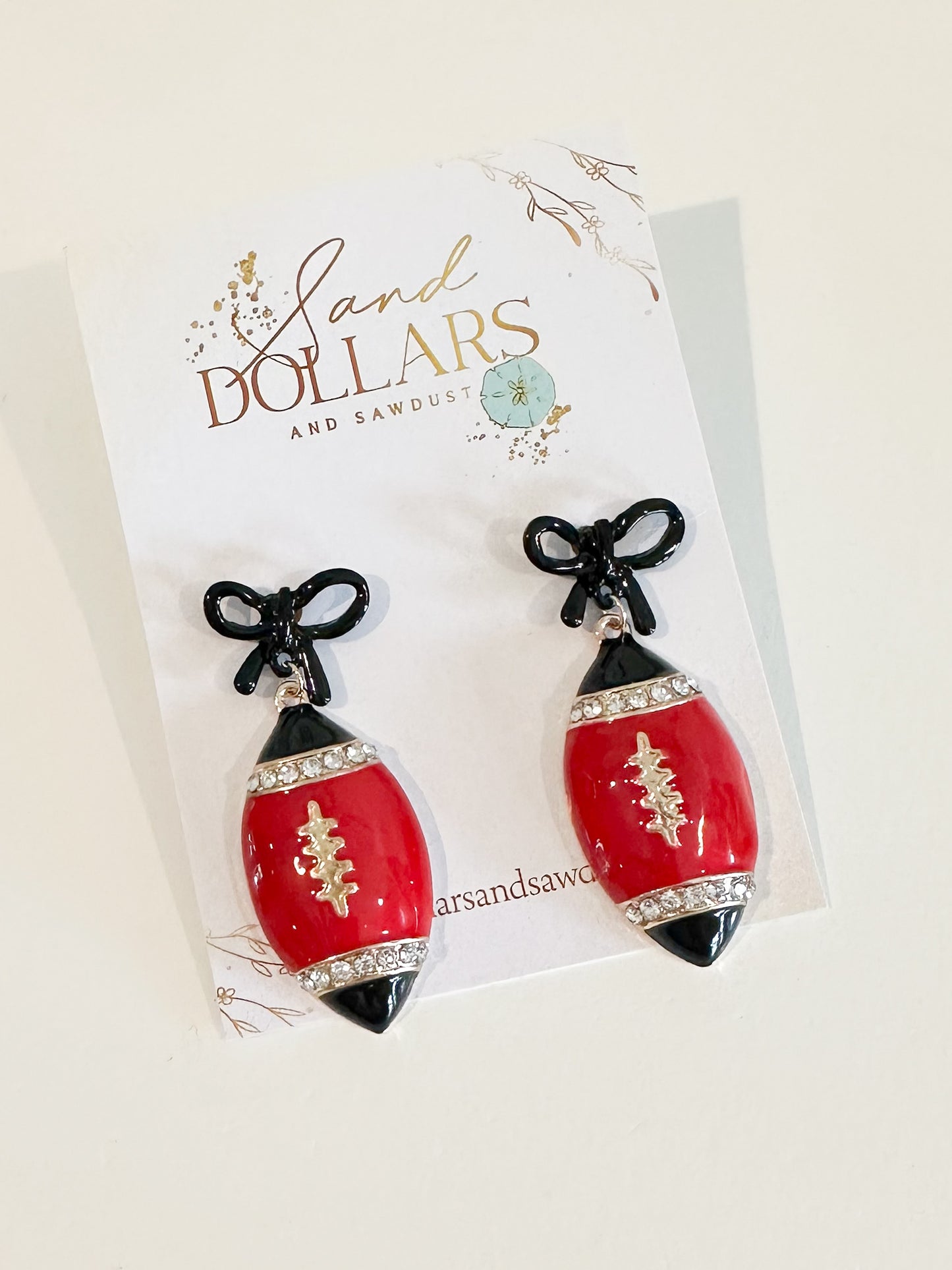 Red/Black Bow Football Earring Dangle