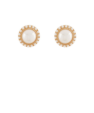 Pearl Dome Gold Stud Earrings