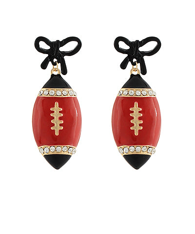 Red/Black Bow Football Earring Dangle