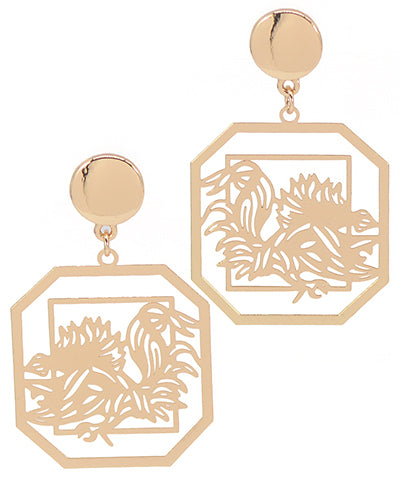 Gamecock Filigree Gold Earrings