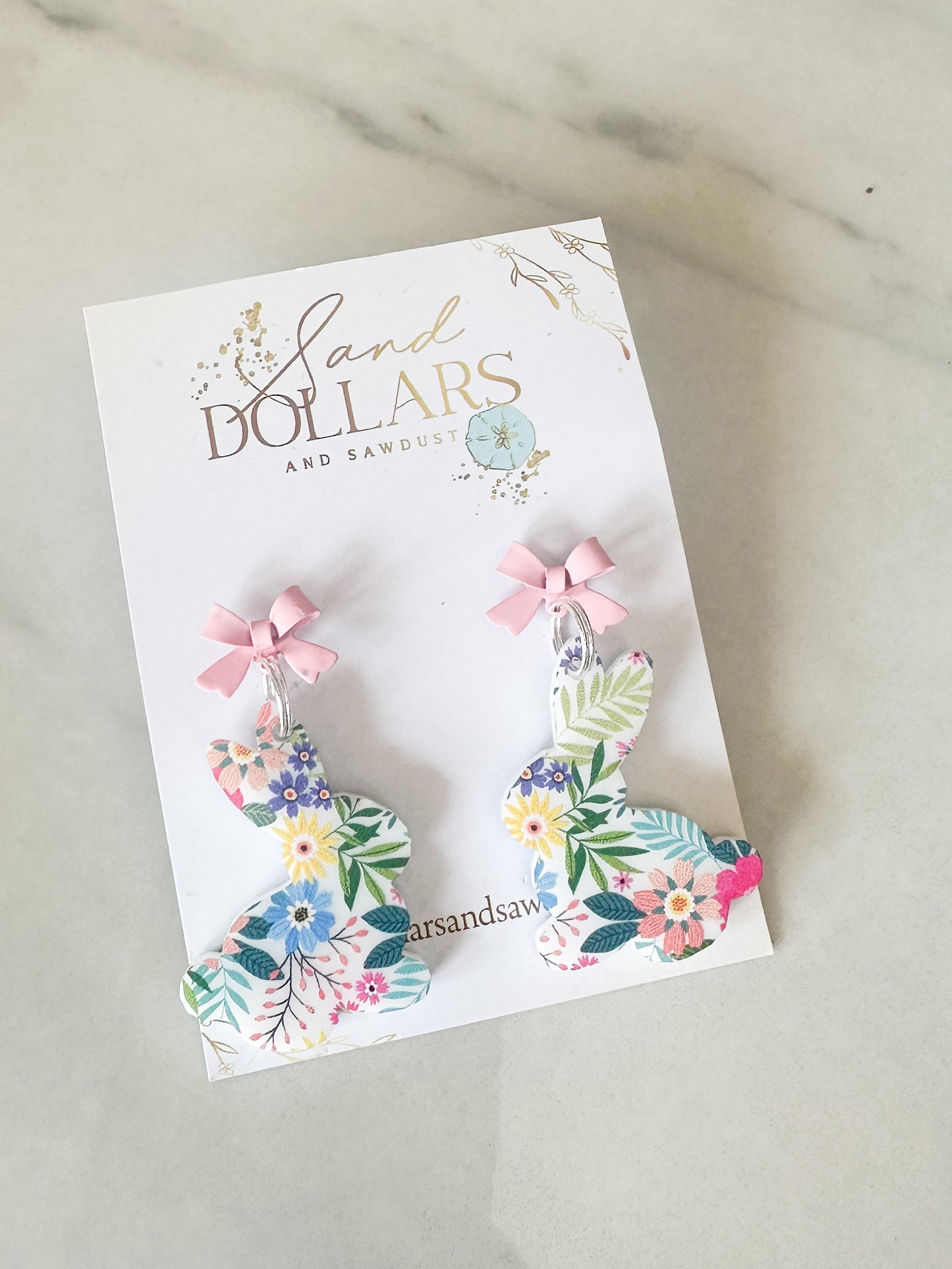 Pink Bow Bunny Earrings