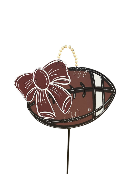 Garnet Bow Football Door Hanger