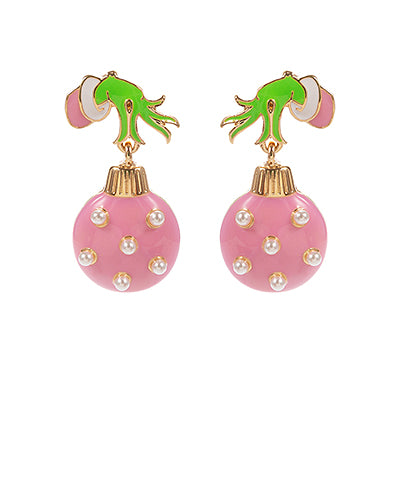 Mean and Green Dangle With Pearl Pink Earrings