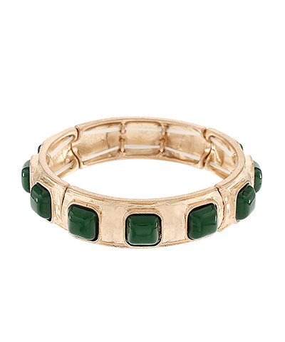 Green Square Stone Station Bracelet