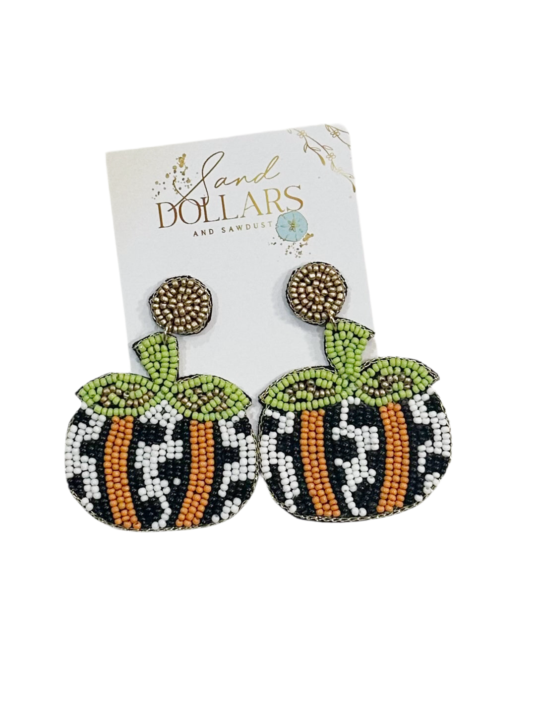 Pumpkin Beaded Leopard Earrings