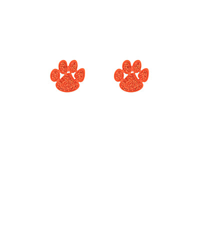 Orange Paw Bling Stud Earrings