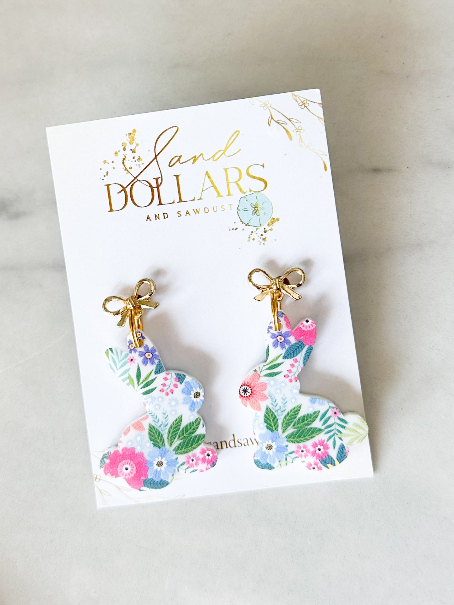 Gold Bow Bunny Earrings