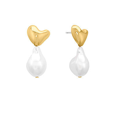 My Heart Gold Pearl Earrings