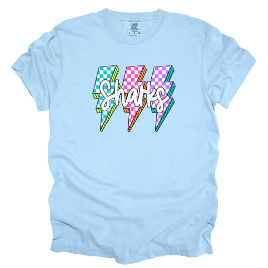 Sharks Retro Lightning Bolts - Comfort Color Short Sleeve