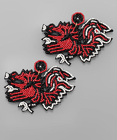 Gamecock Beaded Earrings