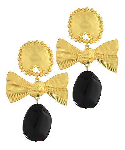 Ribbon Oval Black/Gold Earrings