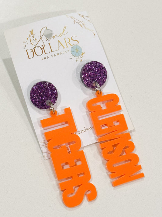 Clemson Tigers Acrylic Earrings