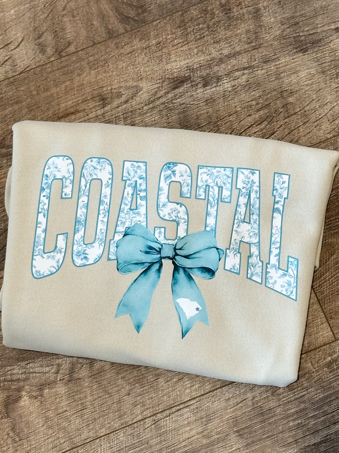 Coastal Teal - Sand Crewneck Gildan Sweatshirt