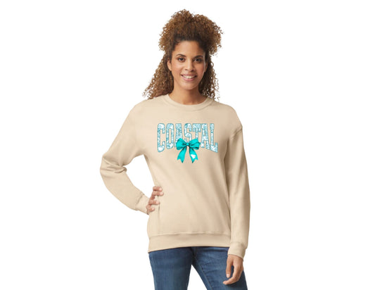 Coastal Teal - Sand Crewneck Gildan Sweatshirt