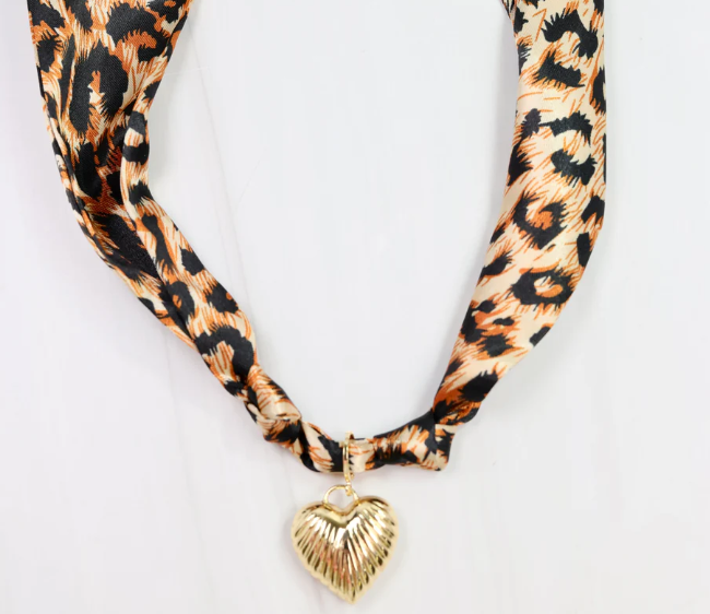 Leopard Heart Scarf Necklace