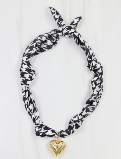 Houndstooth Heart Scarf Necklace