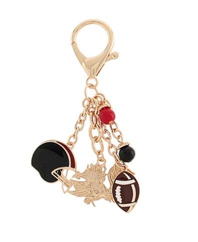 Gamecock Garnet and Black Bag Charm Football