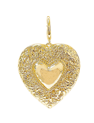 Gold Heart Bubble Pendant Charm