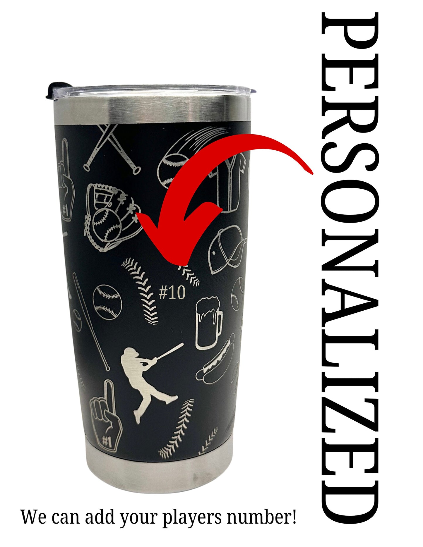 Personalized 20oz Tumbler Everything Baseball Fully Wrapped Lazer Engraved