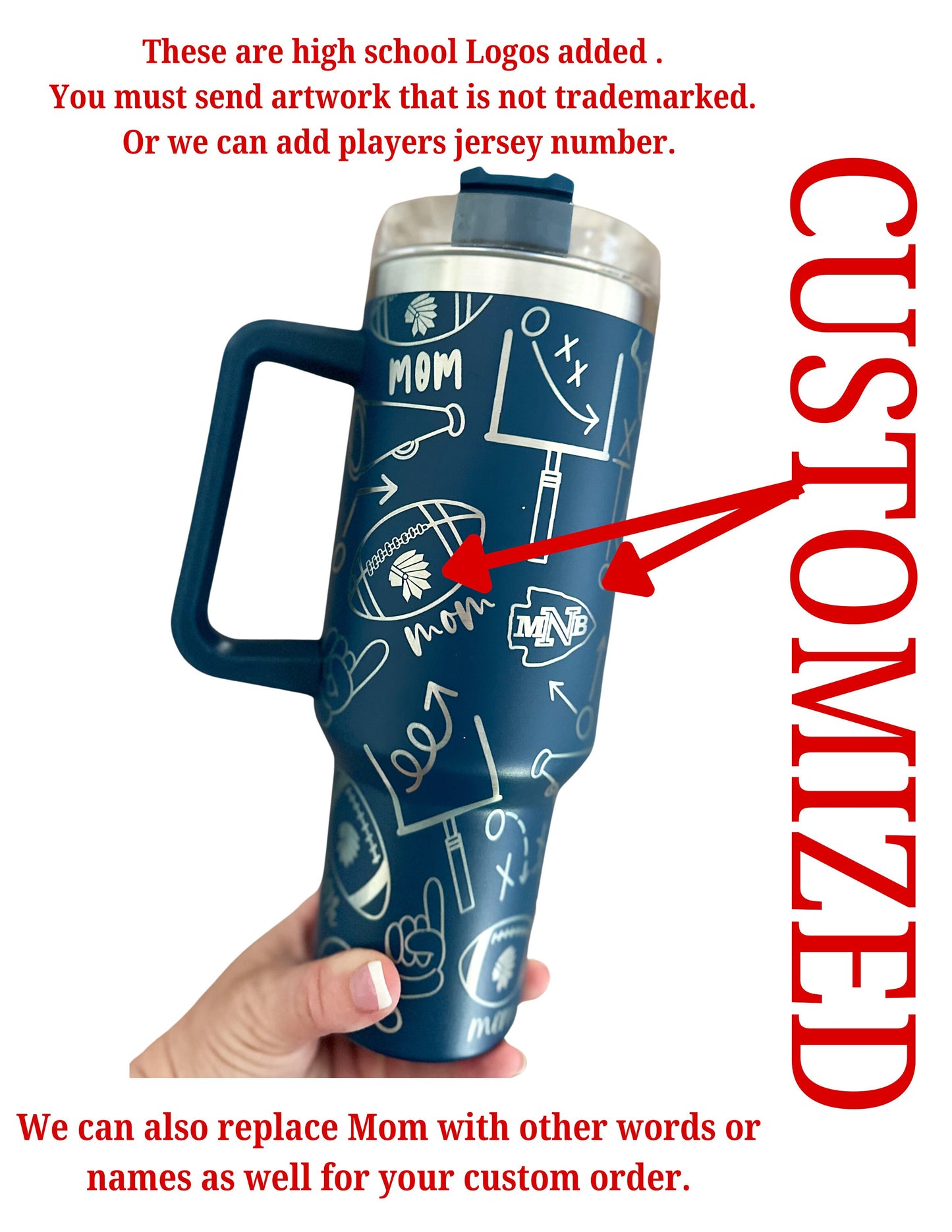 Personalized 40oz Football Gameday Tumbler