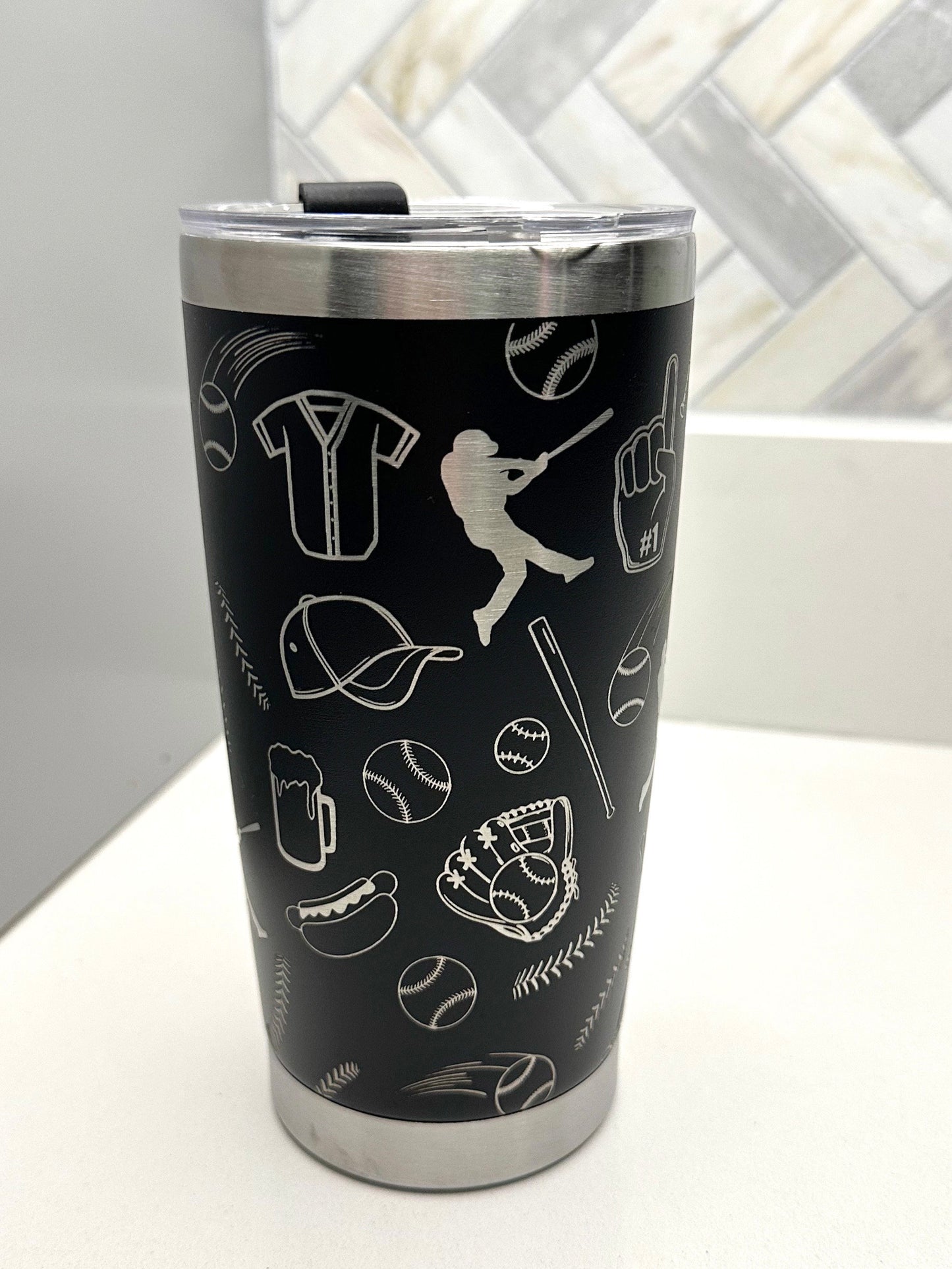 Personalized 20oz Tumbler Everything Baseball Fully Wrapped Lazer Engraved