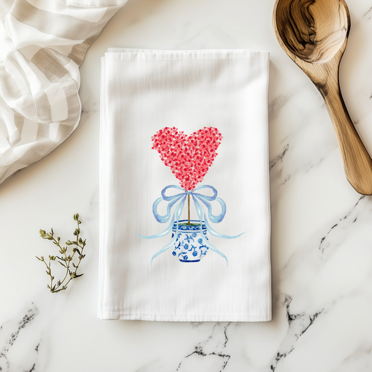 Red Heart Tea Towel