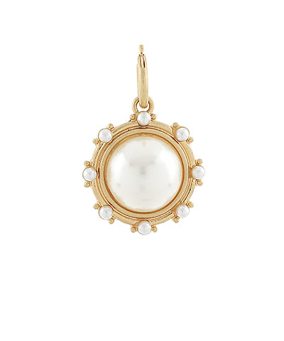 Large Dome Pearl Gold Pendant Charm