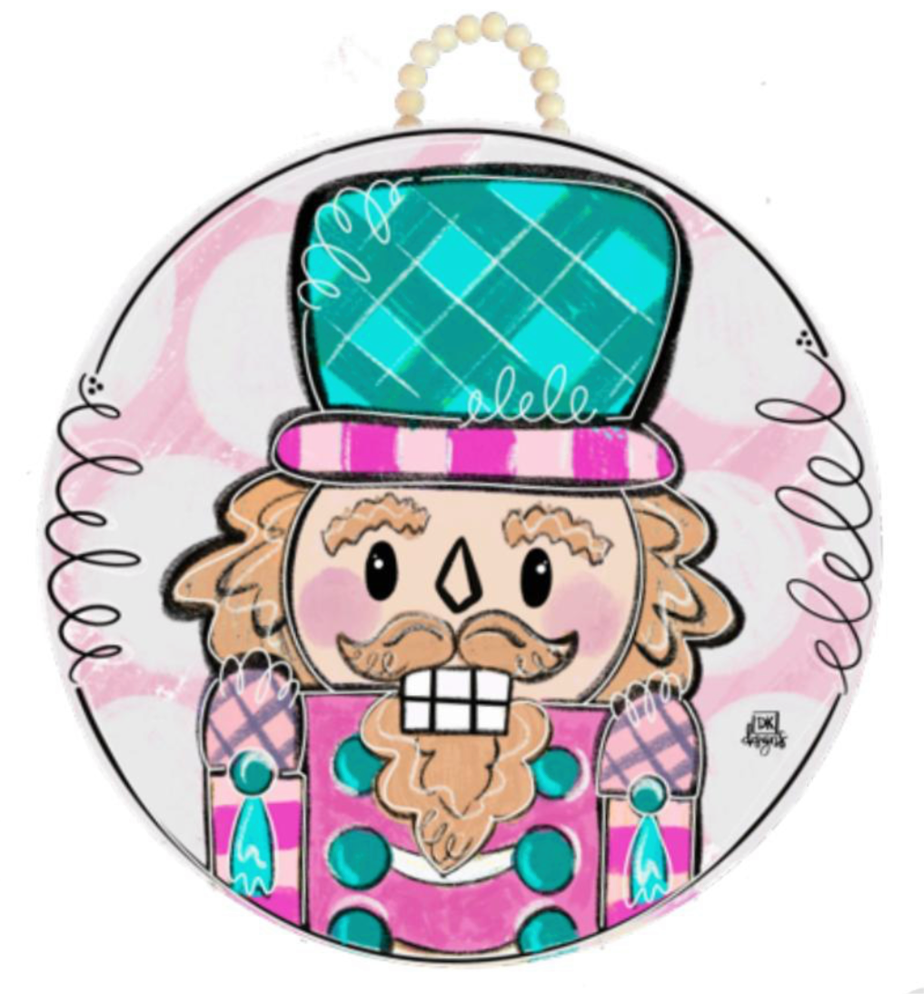 Nutcracker Pink/Teal Round Door Hanger