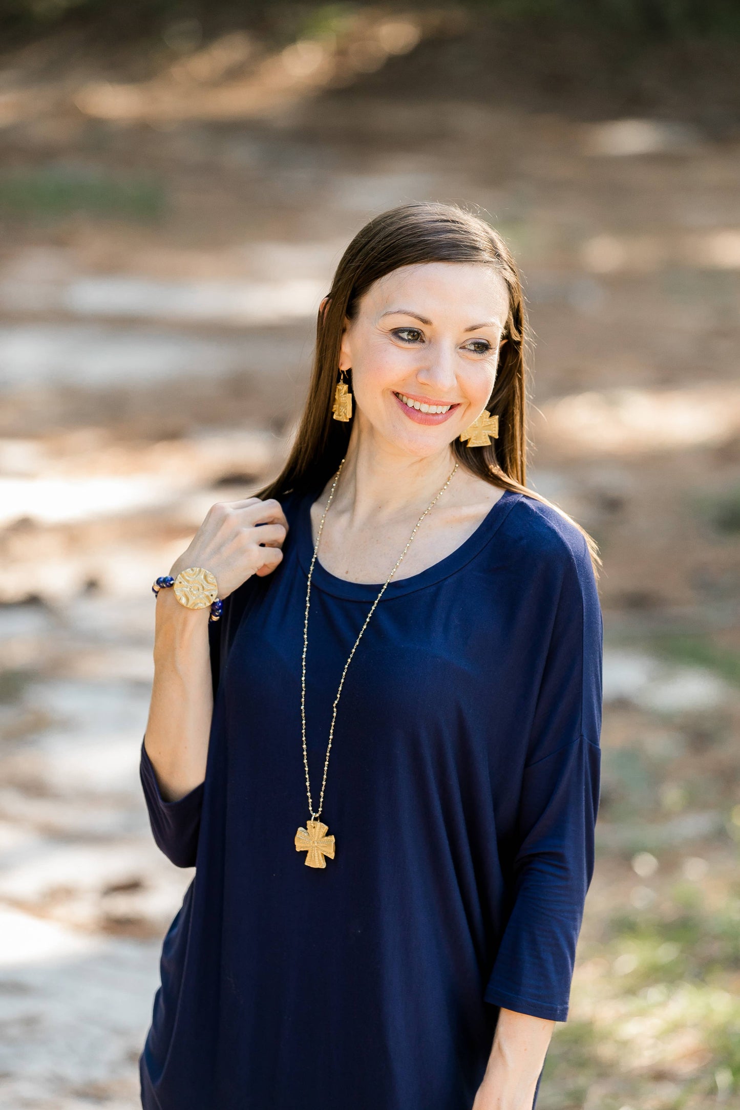 Elizabeth Cross Dangles Earrings