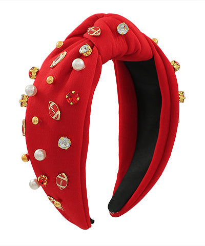 Red Football Bling Headband