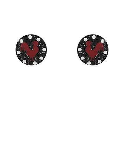 Black and Garnet Chicken Bling Stud