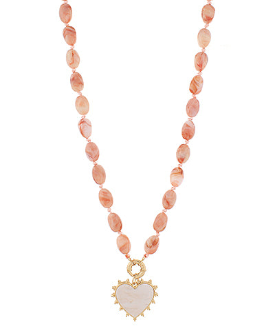 Heart Pendant Rose Lt Pink Oval Necklace