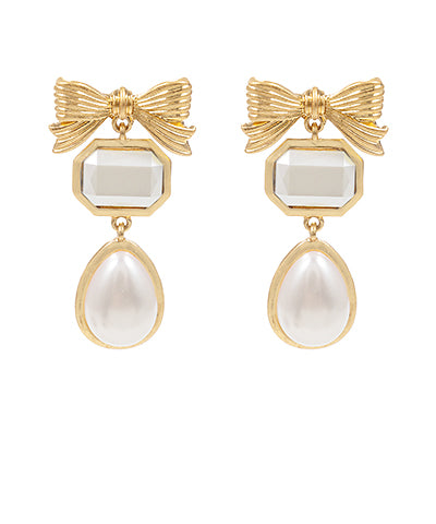 Bow Pearl Drop Earrings