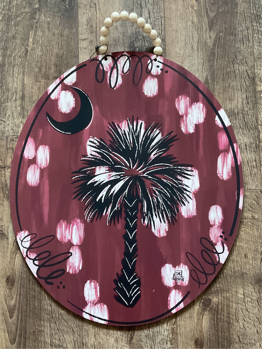 Garnet and Black Palm Tree Door Hanger