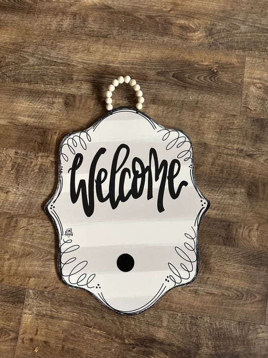 Welcome Grey/White/Black Door Hanger