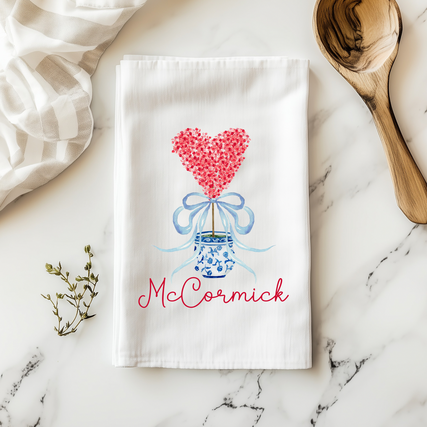 Red Heart Tea Towel