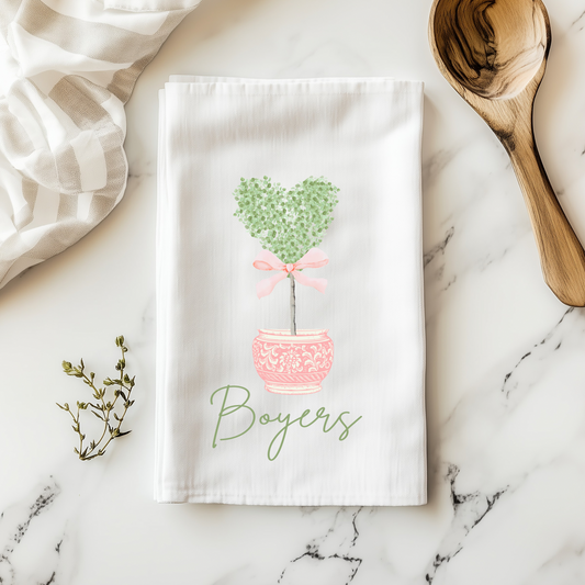 Pink Heart Tea Towel
