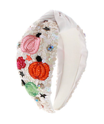 Perfect Pumpkins White Sequin Headband