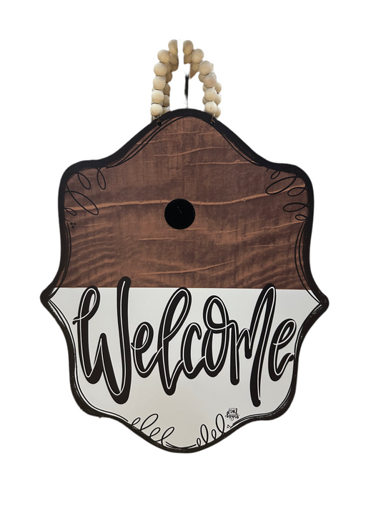 Welcome Brown/White Door Hanger