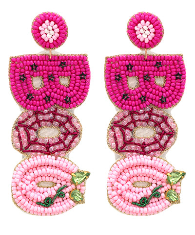Football Goal Multi Color Beaded Earrings