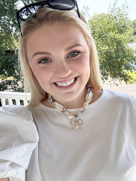 Bow Ivory Scarf Necklace