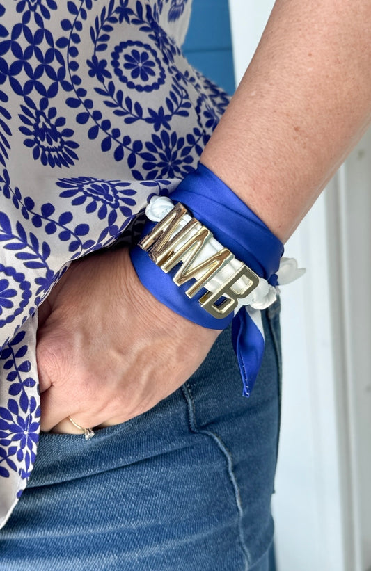 NMB Royal/White Scarf Bracelet