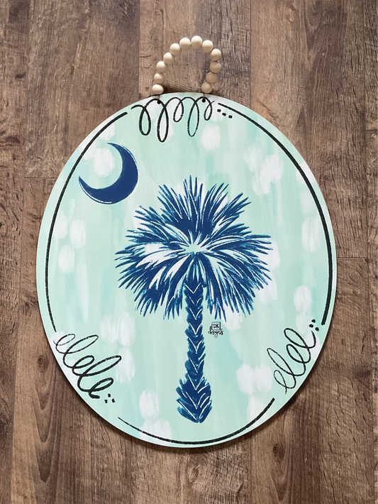 Teal Palm Tree Door Hanger