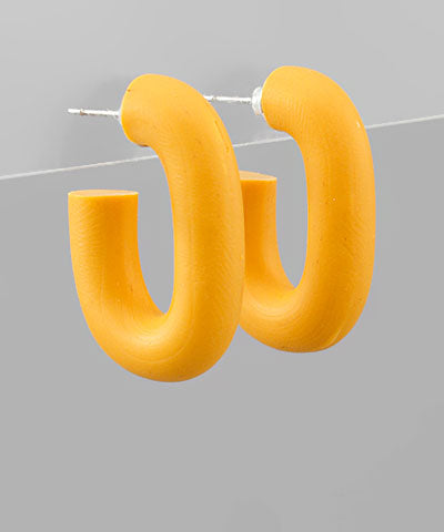 Yellow Earrings Hoops Wide