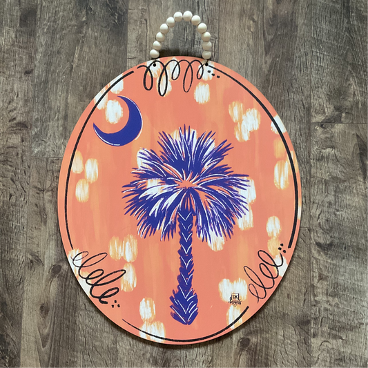 Orange and Purple Palm Tree Door Hanger