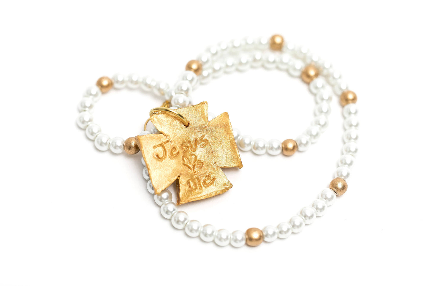 Pearls with the Elizabeth Cross Necklace