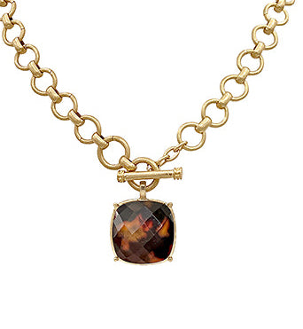 Toggle Necklace Square Tortoise
