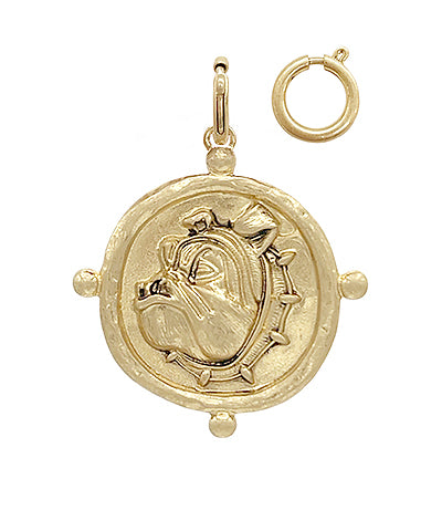 Bulldog Face Round Pendant Gold